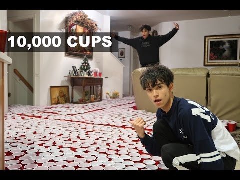 EPIC CUP PRANK ON FAMILY! (10,000 RED CUPS)