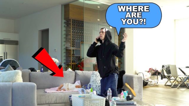 LEAVING THE BABY HOME ALONE PRANK ON BOYFRIEND!! **HE FREAKS OUT**