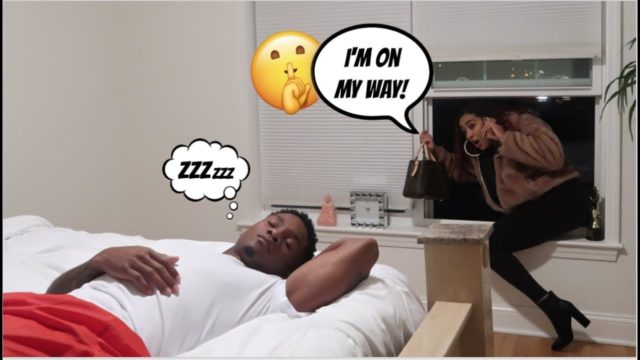 SNEAKING OUT OF THE HOUSE IN THE MIDDLE OF THE NIGHT PRANK ON BOYFRIEND!
