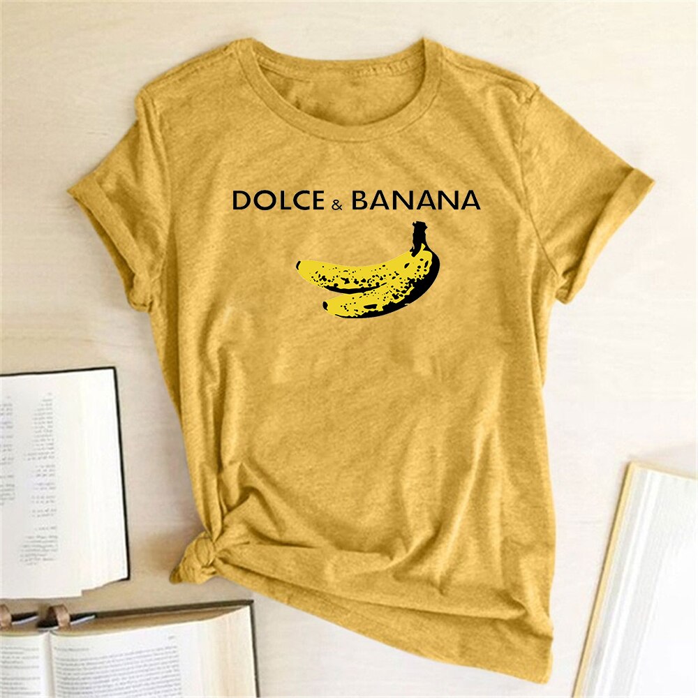 Funny T Shirt Banana Printed Women Short Sleeve Harajuku Ulzzang Tumblr T Shirt Fashion Fruit Style Cute Tops Graphic Tee