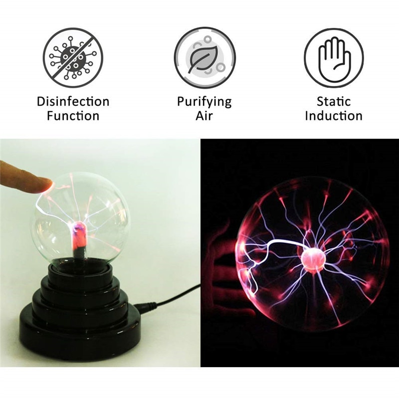 Novelty Glass Magic Plasma Ball Light Sphere moon Night Light 4 5 6 8 inch Touch Bulb Table Lamp Christmas New Year Kids Gifts