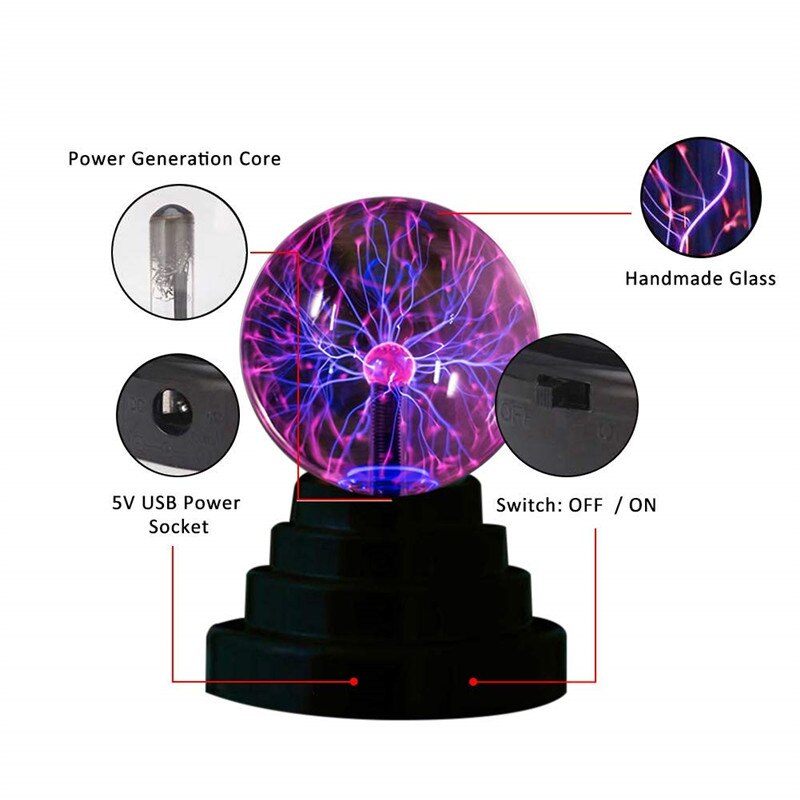 Novelty Glass Magic Plasma Ball Light Sphere moon Night Light 4 5 6 8 inch Touch Bulb Table Lamp Christmas New Year Kids Gifts