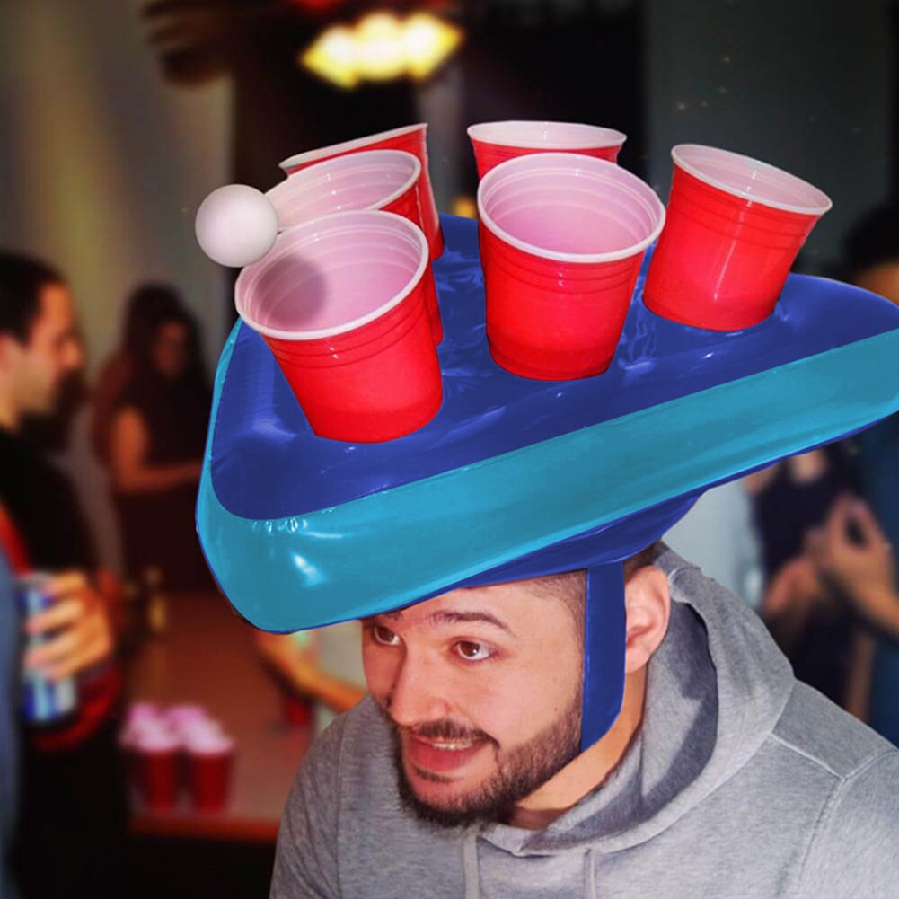 Kids Inflatable Beer Pong Triangle CAP Throwing Interactive Game Prop Toy Hat Ring Toss Game Funny Outdoor Lawn Parties Toys