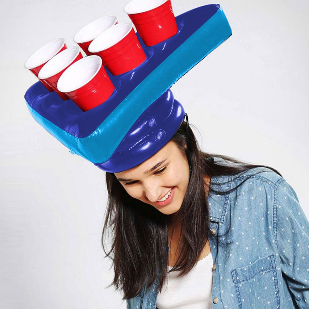 Kids Inflatable Beer Pong Triangle CAP Throwing Interactive Game Prop Toy Hat Ring Toss Game Funny Outdoor Lawn Parties Toys